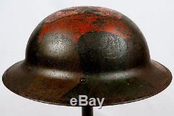 Original & Named Wwi Camouflage Painted Us M1917 Helmet Shell No Reserve
