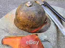Original Russian WW1 WWI M17 1917 Sohlberg helmet, also used in WW2 WWII