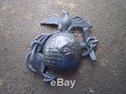 Original U. S. WW1 Helmet M1917 ZA195 with original WW1 USMC badge