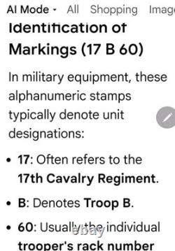 Original U. S. WWI Cavalry Rifle Saddle Scabbard 17 B 60, 17th Calvary Regiment