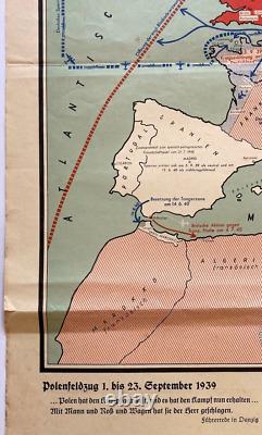 Original Vintage Map EIN JAHR KRIEG-ONE YEAR OF WAR -WORLD WAR 2 -GERMANY 1940