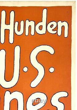 Original Vintage Poster TEUFEL HUNDEN GERMAN FOR U. S. MARINES World War WWI OL