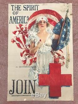 Original Vintage WWI Poster Spirit America Howard Chandler Christy Red Cross