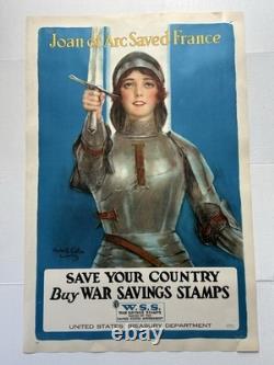 Original WW1 1918 JOAN OF ARC SAVED FRANCE Poster World War One 20x30