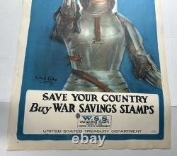 Original WW1 1918 JOAN OF ARC SAVED FRANCE Poster World War One 20x30