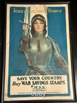 Original WW1 1918 JOAN OF ARC SAVED FRANCE Poster World War One 20x30 READ