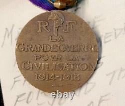 Original WW1 French Military Medals 1916-1919 with notes