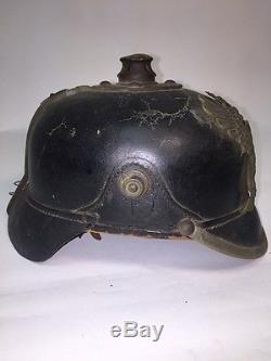 Original WW1 German Military Leather Helmet MIT Gott Vaterland RARE