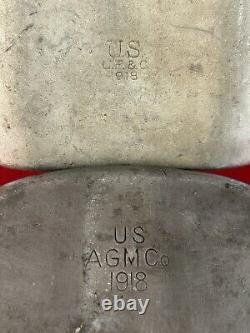 Original WW1 USMC MARINE CORPS M1912 Canteen Cover Cup Set WWI 1918 Dated