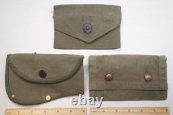 Original WW1 US Army Infantry Canvas First Aid Packet Pouches & Hatchet Sheath