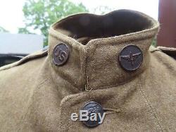Original WW1 US Army named Grouping Uniform Hat Helmet Putees gasmask