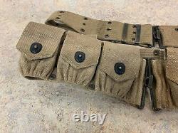 Original WW1 U. S. Army Cartridge Belt, Pistol Belt & WW2 Canteen