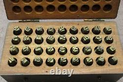 Original WW1 U. S. Army Leather Stamping Set, Complete Set in Wooden Storage Box