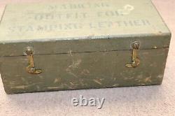 Original WW1 U. S. Army Leather Stamping Set, Complete Set in Wooden Storage Box