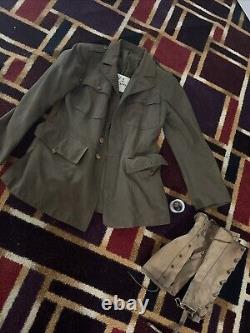 Original WW1 U. S. Army Uniform + Disk Collar Buttons And Canvas Gaiters