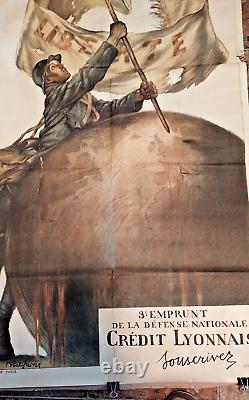 Original WW1 World War One French Bond Poster by Jules Abel Faivre, 3rd Defense