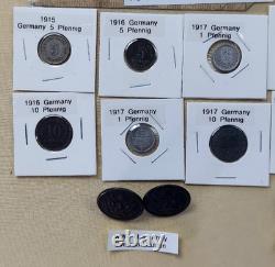 Original WW1 collection Coins, Currency, buttons Original WW1 collection Coins, Currency, buttons