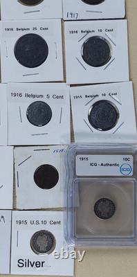 Original WW1 collection Coins, Currency, buttons