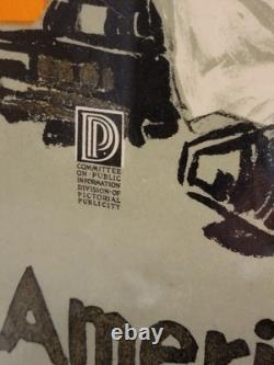 Original WWI 1918 American Library Assoc HEY FELLOWS Framed Propaganda Ad Poster