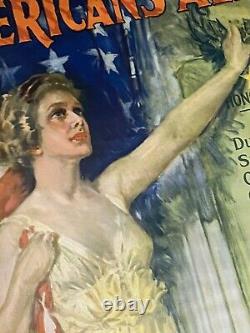 Original WWI 1919 Poster AMERICANS ALL Victory Liberty Loan Howard Christy 40X28