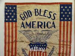 Original WWI Eagle PATRIOTIC God Bless America AMERICANA Propaganda SILK FLAG