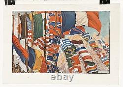 Original WWI French Allied Flags Poster Le Grand Pavao des Allies