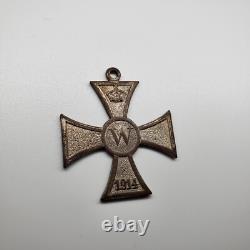 Original WWI German 1914 Iron Cross Patriotic Pendant Prussian Kaiser Wilhelm II