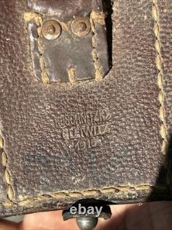 Original WWI German Gleiwitz Germany Leather Ammo Pouche (Dated 1916)