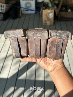 Original WWI German Gleiwitz Germany Leather Ammo Pouche (Dated 1916)