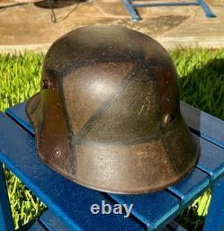 Original WWI Imperial German M16/17 Ludendorff Camouflage Helmet