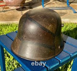 Original WWI Imperial German M16/17 Ludendorff Camouflage Helmet