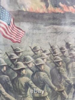 Original WWI Poster Pershing in France Berlin or Bust E. G. Renesch Chicago