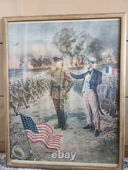 Original WWI Poster Pershing in France Berlin or Bust E. G. Renesch Chicago