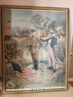 Original WWI Poster Pershing in France Berlin or Bust E. G. Renesch Chicago