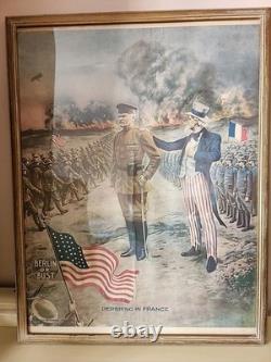 Original WWI Poster Pershing in France Berlin or Bust E. G. Renesch Chicago
