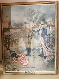 Original WWI Poster Pershing in France Berlin or Bust E. G. Renesch Chicago