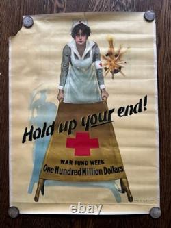 Original WWI Red Cross Poster Hold Up Your End W. B. King Nurse 1918 War Fund