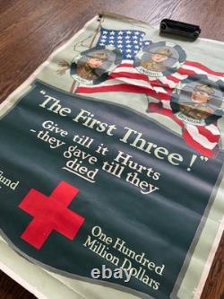 Original WWI Red Cross Poster The First Three! Hay Enright Gresham Kidder 1918