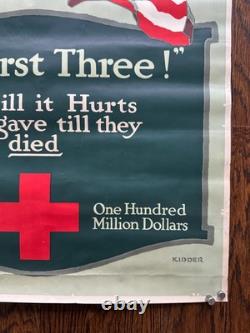 Original WWI Red Cross Poster The First Three! Hay Enright Gresham Kidder 1918