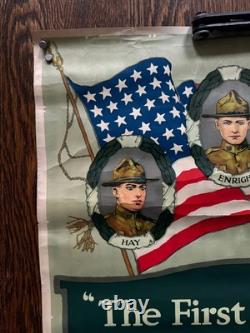 Original WWI Red Cross Poster The First Three! Hay Enright Gresham Kidder 1918