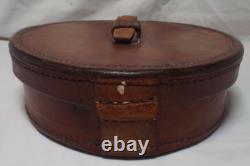 Original WWI US Army Model 1913 Hand Fuze Setter Leather Drum Carry Case by CWA