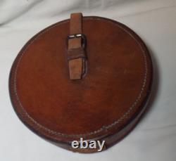 Original WWI US Army Model 1913 Hand Fuze Setter Leather Drum Carry Case by CWA