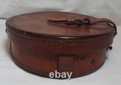 Original WWI US Army Model 1913 Hand Fuze Setter Leather Drum Carry Case by CWA