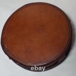 Original WWI US Army Model 1913 Hand Fuze Setter Leather Drum Carry Case by CWA