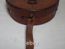 Original WWI US Army Model 1913 Hand Fuze Setter Leather Drum Carry Case by CWA