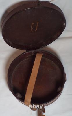 Original WWI US Army Model 1913 Hand Fuze Setter Leather Drum Carry Case by CWA