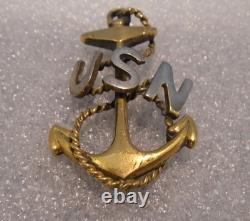 Original WWI US Navy Chief Petty Officer CPO Hat Badge Slanted USN