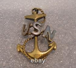 Original WWI US Navy Chief Petty Officer CPO Hat Badge Slanted USN