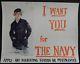 Original WWI US Navy Recruiting Poster Trolley Card Christy I want you for the