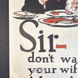Original WWI US Poster'Adopt the Doctrine of the Clean Plate' 21x29